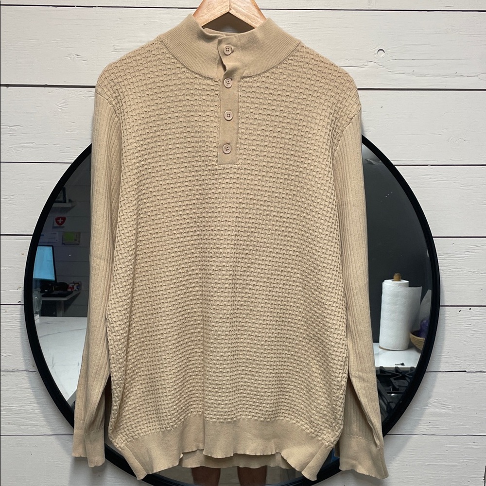 🧥 COOFANDY Men’s Size Large Quarter Button Sweater – Waffle Knit Pullover